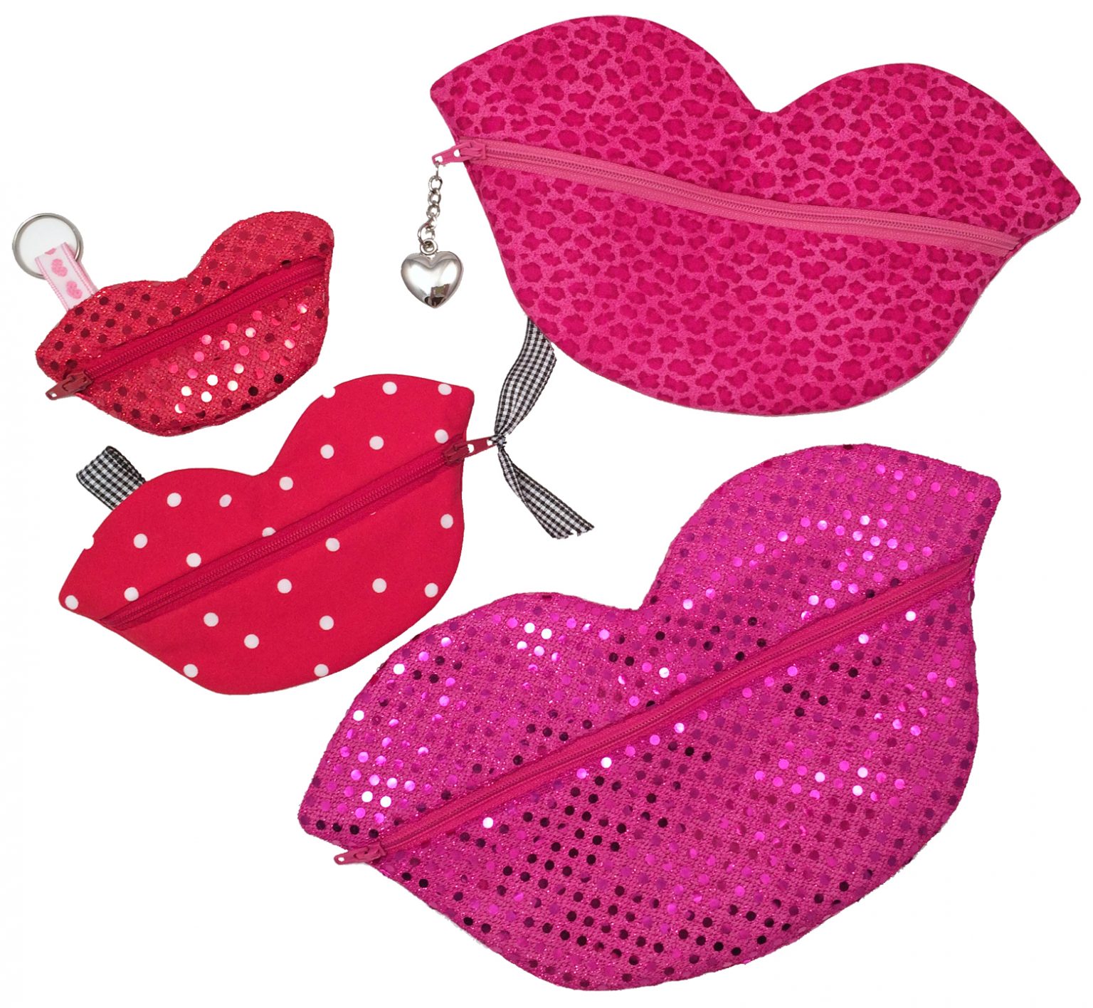 Lips Zipper Cases Embroidery Garden