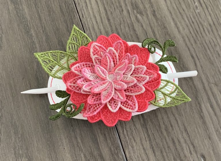 Hair Barrette Embroidery Garden