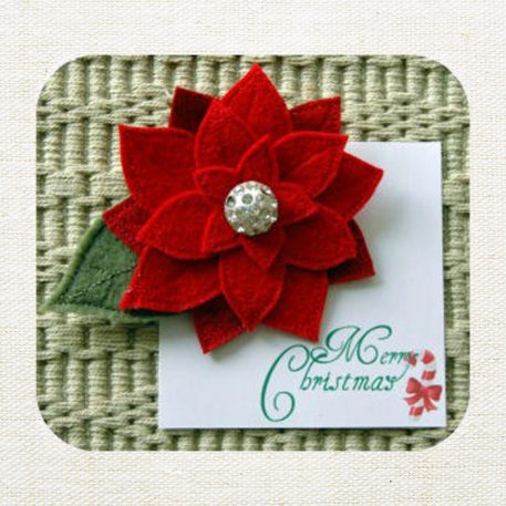 Felt Poinsettia Pin - Image 3