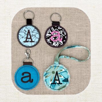 Round Monogram Key Chains | Embroidery Garden
