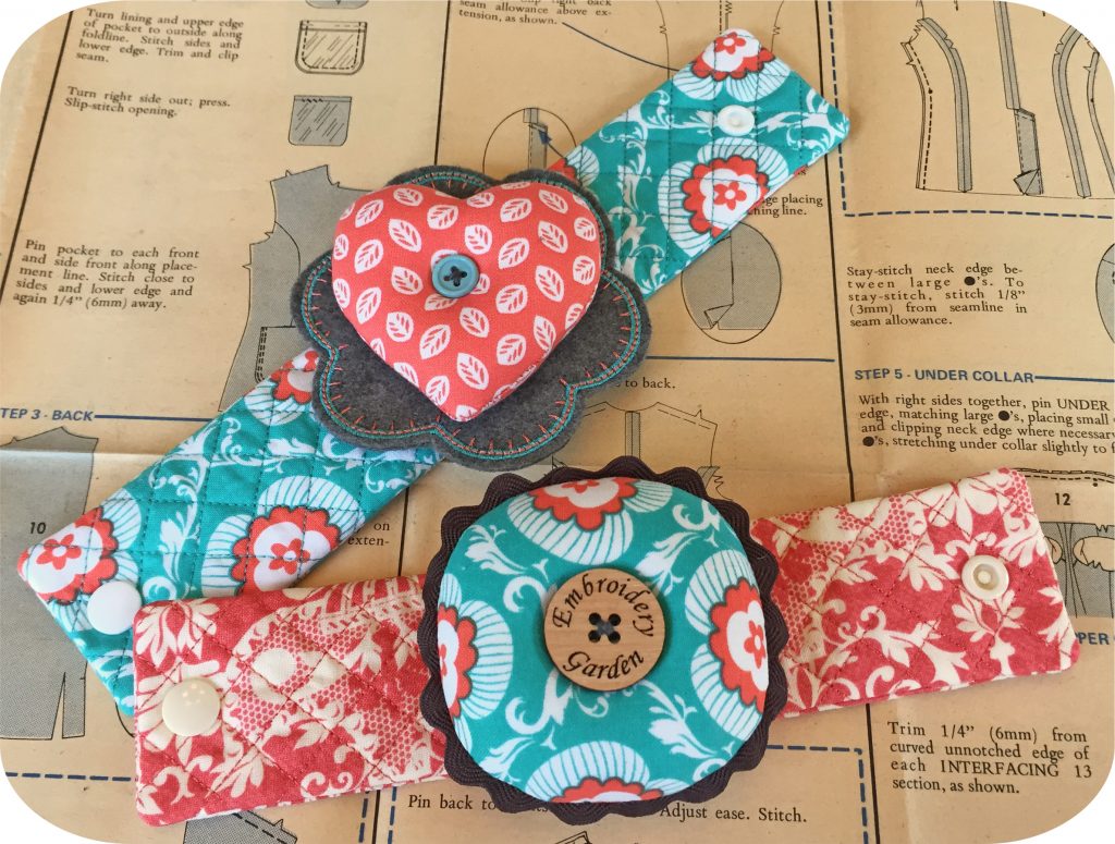 Wrist Pincushions Embroidery Garden
