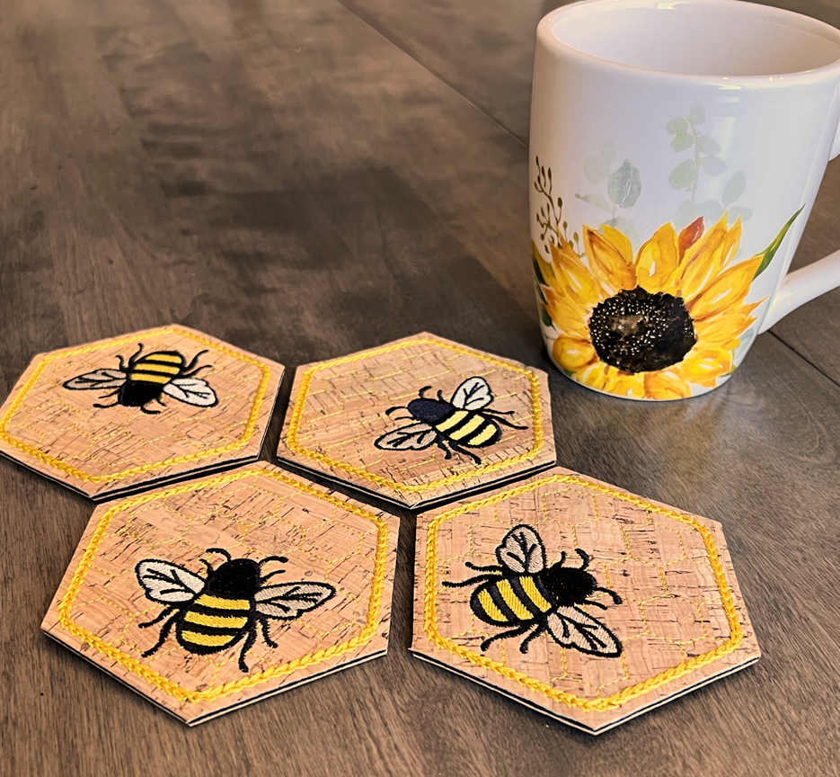 Bee Mug, Coaster, Towel, Honey Gift Set