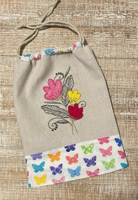 Reversible Princess Drawstring Bag Virtual Class | Embroidery Garden