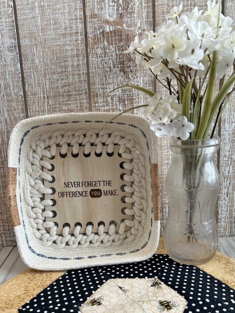 Square Wood Insert Clothesline Tray
