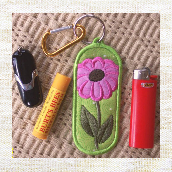 Flower Key Ring Chapstick Holder