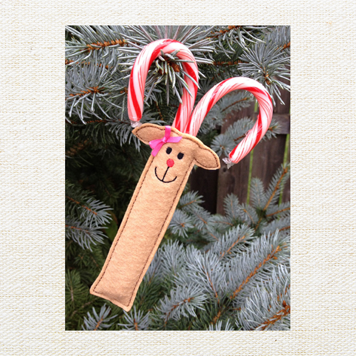 Reindeer 2 Candy Cane Holder | Embroidery Garden